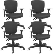 Kit 04 Cadeiras de Escritório Executiva Office Giratória Preto Baixa Flexi P03 Vinil Preto - Lyam
