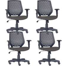 Kit 04 Cadeiras de Escritório Giratória Executiva Ergonômica Tech L02 Crepe Cinza - Lyam Decor