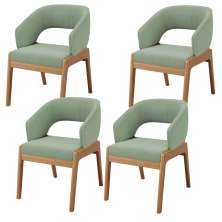 Kit 04 Cadeiras de Jantar e Estar Living Estofada Lince L02 Bouclê Oliva - Lyam Decor