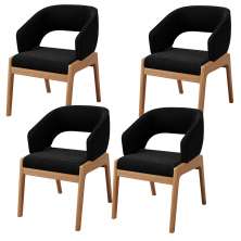 Kit 04 Cadeiras de Jantar e Estar Living Estofada Lince L02 Bouclê Preto - Lyam Decor