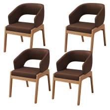 Kit 04 Cadeiras de Jantar e Estar Living Estofada Lince L02 Couríssimo Marrom - Lyam Decor
