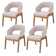 Kit 04 Cadeiras de Jantar e Estar Living Estofada Lince L02 Suede Rosê - Lyam Decor
