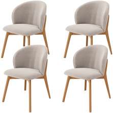 Kit 04 Cadeiras de Jantar e Estar Living Estofada Mia L02 Bouclê Bege - Lyam Decor