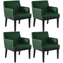 Kit 04 Poltronas Decorativas Sala de Estar Base Preto Beatriz W01 Facto Verde Musgo - Lyam Decor