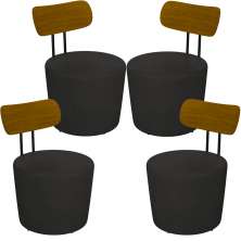 Kit 04 Poltronas Para Sala De Estar Decorativa Base Fixa Luara M03 Couríssimo Preto - Lyam Decor
