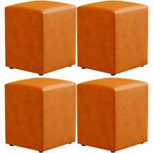 Kit 04 Puffs Quadrado Decorativo L02 Couríssimo Whisky - Lyam Decor
