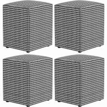 Kit 04 Puffs Quadrado Decorativo L02 Pied Poule - Lyam Decor