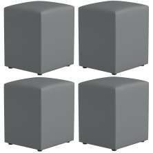 Kit 04 Puffs Quadrado L02 Decorativo Corano Cinza - Lyam Decor
