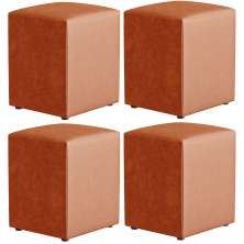 Kit 04 Puffs Quadrado L02 Decorativo Couríssimo Camel - Lyam Decor