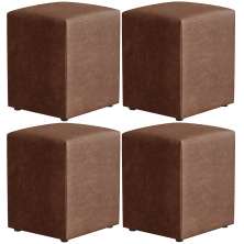 Kit 04 Puffs Quadrado L02 Decorativo Couríssimo Marrom - Lyam Decor