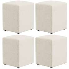 Kit 04 Puffs Quadrado L02 Decorativo Linho Champagne - Lyam Decor