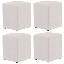 Kit 04 Puffs Quadrado L02 Decorativo Linho Cru - Lyam Decor
