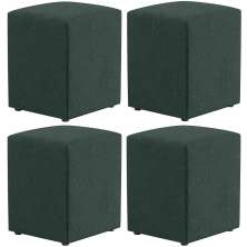 Kit 04 Puffs Quadrado L02 Decorativo Linho Verde - Lyam Decor
