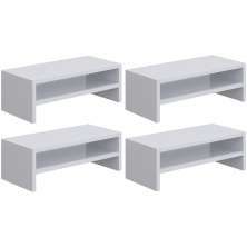 Kit 04 Suportes Para Monitor Stand Home Office Lap 63 cm L03 Branco - Lyam
