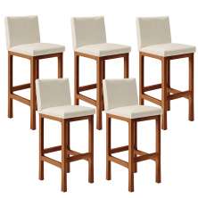 Kit 05 Banqueta Alta Para Cozinha Sala De Jantar Fixa Alya L02 Facto Pérola Metalizado - Lyam Decor
