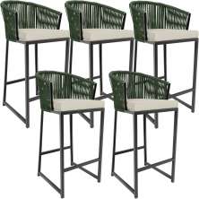 Kit 05 Banqueta Para Área Gourmet Cozinha Varanda Corda Náutica Sunset D04 Verde - Lyam Decor