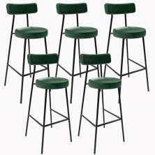 Kit 05 Banquetas Alta Bar Cozinha Sala De Jantar Em Aço Milão F01 Facto Verde Musgo - Lyam Decor