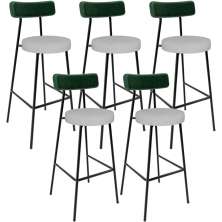 Kit 05 Banquetas Alta Cozinha Bar Sala De Jantar Milão L02 Facto Verde Musgo Linho Cinza - Lyam Decor