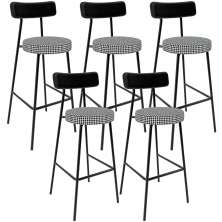 Kit 05 Banquetas Alta Cozinha Sala Jantar Em Aço Milão L02 Couríssimo Preto Pied Poule - Lyam Decor