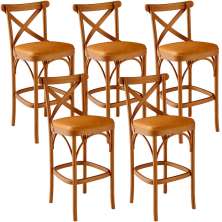 Kit 05 Banquetas Altas Cozinha Bancada Bar Sala Jantar Estofada Ávila L02 Couríssimo Whisky - Lyam