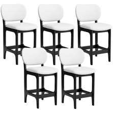Kit 05 Banquetas Baixa Bar Cozinha E Sala De Jantar Fixa Betta L02 Preto Facto Branco - Lyam Decor