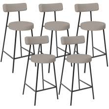 Kit 05 Banquetas Baixa Para Cozinha Sala De Jantar Bancada Milão L02 Linho Bege - Lyam Decor