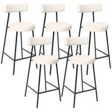 Kit 05 Banquetas Baixa Para Cozinha Sala De Jantar Bancada Milão L02 Linho Cru - Lyam Decor
