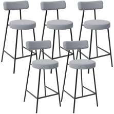 Kit 05 Banquetas Baixa Para Cozinha Sala De Jantar Bar Bancada Milão L02 Bouclê Cinza - Lyam Decor