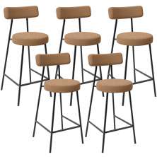 Kit 05 Banquetas Baixa Para Cozinha Sala De Jantar Bar Bancada Milão L02 Bouclê Mostarda - Lyam Decor