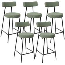 Kit 05 Banquetas Baixa Para Cozinha Sala De Jantar Bar Bancada Milão L02 Bouclê Oliva - Lyam Decor