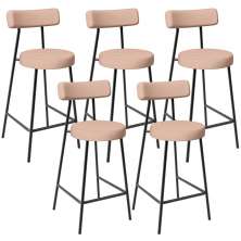 Kit 05 Banquetas Baixa Para Cozinha Sala De Jantar Bar Bancada Milão L02 Linho Rosê - Lyam Decor