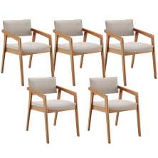 Kit 05 Cadeiras Para Sala de Jantar Estar Living Giorgia L02 Bouclê Creme - Lyam Decor