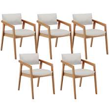 Kit 05 Cadeiras Para Sala de Jantar Estar Living Giorgia L02 Bouclê Cru - Lyam Decor