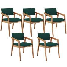 Kit 05 Cadeiras Para Sala de Jantar Estar Living Giorgia L02 Bouclê Verde - Lyam Decor