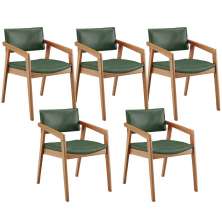 Kit 05 Cadeiras Para Sala de Jantar Estar Living Giorgia L02 Couríssimo Verde Musgo - Lyam Decor