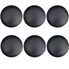 Kit 06 Assentos Redondo Banqueta Cadeira Estofados Poltronas H02 Corino Preto 39 cm - Lyam Decor