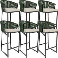 Kit 06 Banqueta Para Área Gourmet Cozinha Varanda Corda Náutica Sunset D04 Verde - Lyam Decor