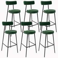Kit 06 Banquetas Alta Bar Cozinha Sala De Jantar Em Aço Milão F01 Facto Verde Musgo - Lyam Decor
