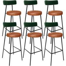 Kit 06 Banquetas Alta Bar Cozinha Sala Jantar Milão L02 Facto Verde Couríssimo Camel - Lyam Decor