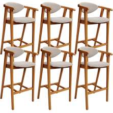 Kit 06 Banquetas Alta Para Cozinha Bancada Bar Sala de Jantar Fixa Cecília L02 Bouclê Creme - Lyam