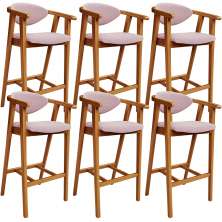 Kit 06 Banquetas Alta Para Cozinha Bancada Bar Sala de Jantar Fixa Cecília L02 Bouclê Rosê - Lyam