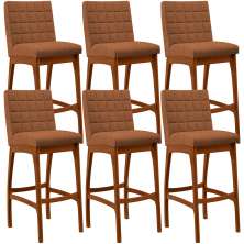 Kit 06 Banquetas Alta Para Cozinha Sala De Jantar Fixa Mila L02 Bouclê Terracota - Lyam Decor