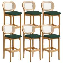 Kit 06 Banquetas Altas Para Cozinha Bancada Sala Tela Betta Fixa L02 Suede Verde Musgo - Lyam