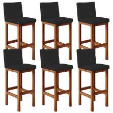 Kit 06 Banquetas Altas Para Cozinha Sala De Jantar Fixa Alya L02 Facto Preto - Lyam Decor