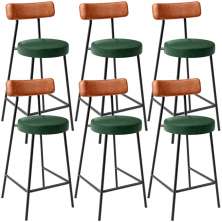 Kit 06 Banquetas Baixa Cozinha Sala Jantar Bancada Milão L02 Couríssimo Camel Verde - Lyam Decor