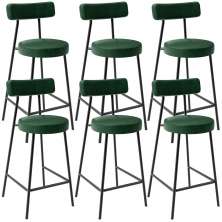Kit 06 Banquetas Baixa Para Cozinha Sala De Jantar Bancada Milão L02 Facto Verde Musgo - Lyam Decor