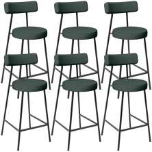 Kit 06 Banquetas Baixa Para Cozinha Sala De Jantar Bancada Milão L02 Linho Verde Musgo - Lyam Decor