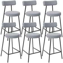 Kit 06 Banquetas Baixa Para Cozinha Sala De Jantar Bar Bancada Milão L02 Bouclê Cinza - Lyam Decor