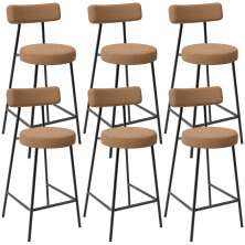 Kit 06 Banquetas Baixa Para Cozinha Sala De Jantar Bar Bancada Milão L02 Bouclê Mostarda - Lyam Decor