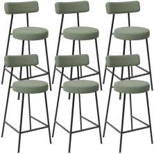 Kit 06 Banquetas Baixa Para Cozinha Sala De Jantar Bar Bancada Milão L02 Bouclê Oliva - Lyam Decor